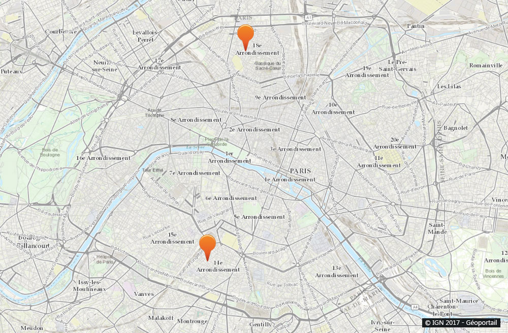 Carte de nos implantations dans Paris