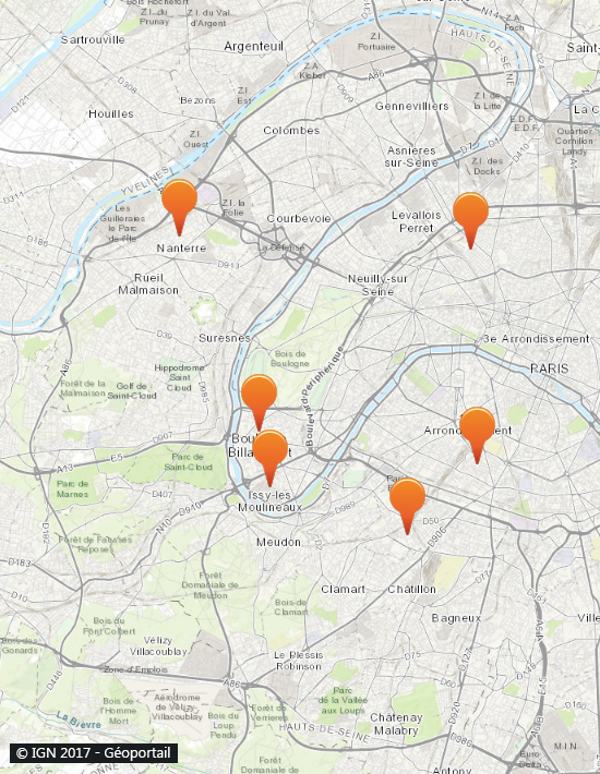 Carte de nos implantations dans les Hauts-de-Seine