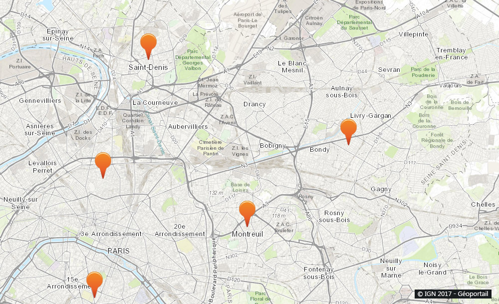 Carte de nos implantations en Seine-Saint-Denis
